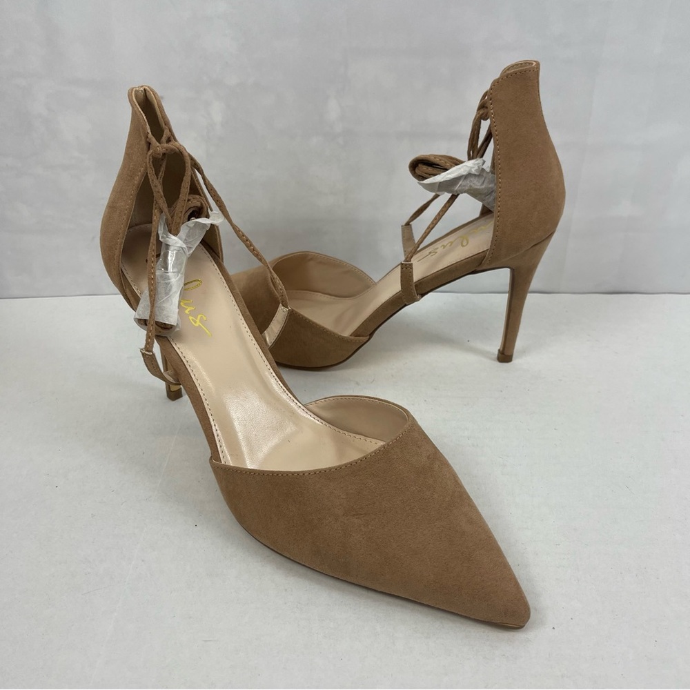 Lulus Tan Suede‎ Ankle Strap High Heels Size 10 NEW